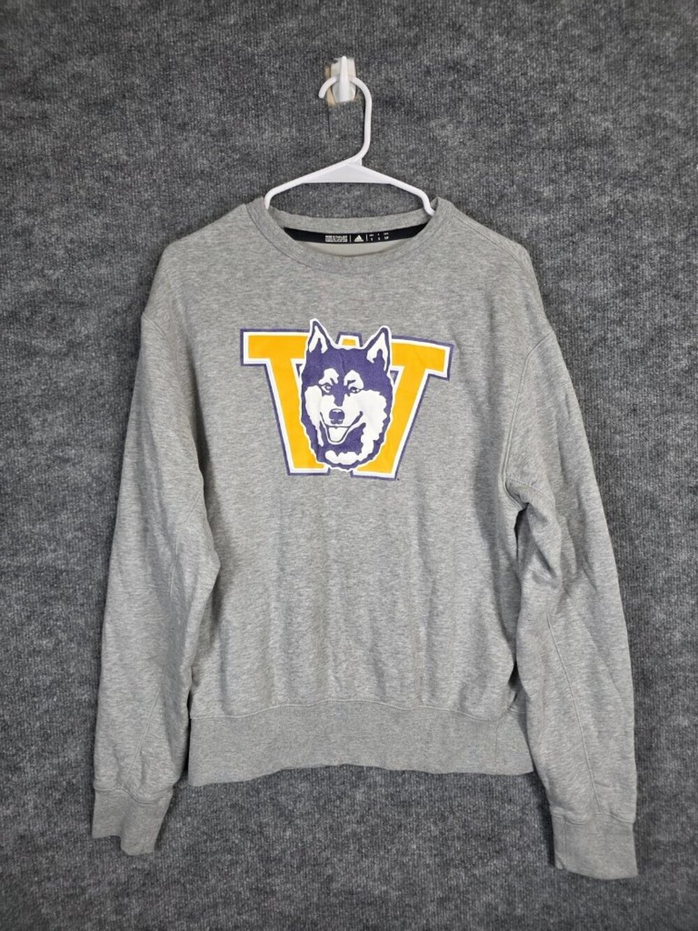 Washington Huskies Sweatshirt Womens Small Crewneck Gray NCAA College Adidas